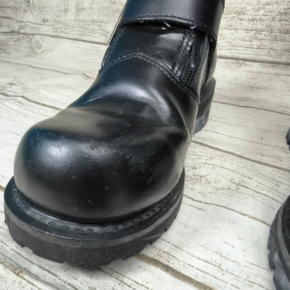 HARLEY DAVIDSON BOOTS- Vtg Biker Motorcycle Womens 6.5 Chunky 90s Black Leather - Picture 5 of 11